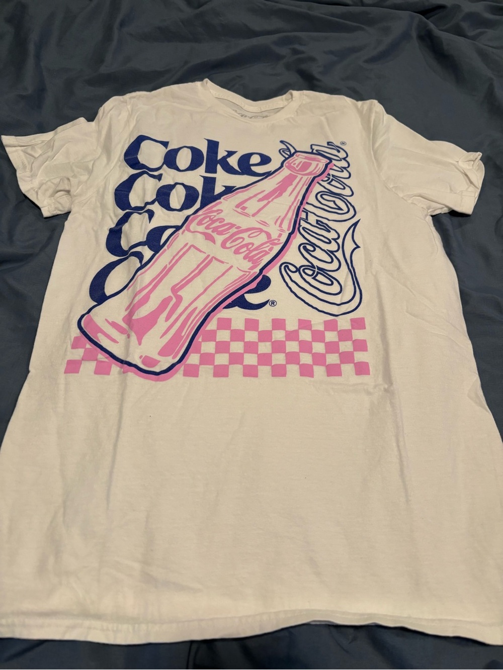 Coca-Cola White Tee with Bold Blue Logo